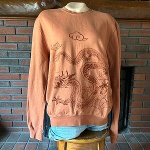 Blind Rooster Burnt Orange Dragon Crushed Washed Sweatshirt Gender Neutral